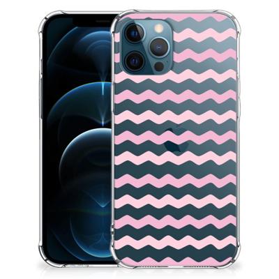 iPhone 12 | 12 Pro Doorzichtige Silicone Hoesje Waves Roze iPhone 12 | 12 Pro Doorzichtige Silicone Hoesje Waves Roze