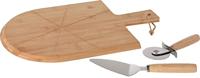Excellent Houseware 3-delige pizzasnijset 43x30 cm bamboe - thumbnail