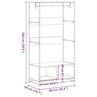 Kledingkast 90x50x180 cm bewerkt hout zwart - thumbnail