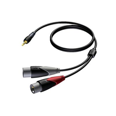 Procab CLA712/1.5 verloopkabel 1x Mini-jack naar 2x XLR male 150cm