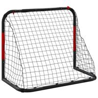 VidaXL Voetbaldoel met net 90x48x71 cm staal rood en zwart - thumbnail