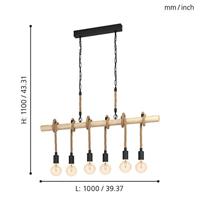 Eglo Landelijke hanglampYoungstown 6-lichts zwart met hout - 43319 - thumbnail