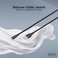 Digitus USB-laadkabel USB 2.0 USB-A stekker, Apple Lightning stekker 1.00 m Zwart Flexibel, Zeer flexibel, Met USB, Silicone, Uitstekende - thumbnail
