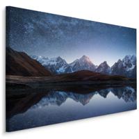 Schilderij - Bergen onder een Sterren Hemel, Premium Print - thumbnail