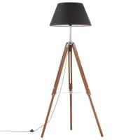 VidaXL Vloerlamp driepoot 141 cm massief teakhout honingbruin en zwart - thumbnail