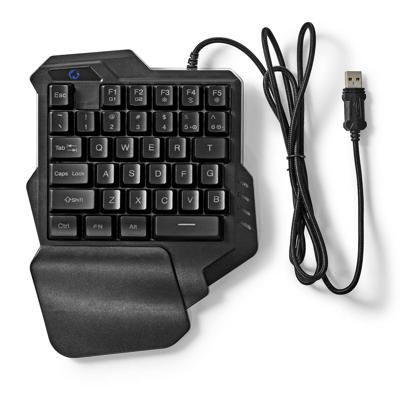 Nedis Bedraad Gaming Toetsenbord | USB Type-A | Membrane Toetsen | RGB | Enkelhandig | Universeel | USB Gevoed | Lengte stroomkabel: 1.60 m | Gaming -