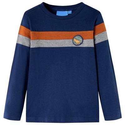 Kindershirt met lange mouwen dinosaurusprint 116 marineblauw