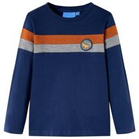 Kindershirt met lange mouwen dinosaurusprint 116 marineblauw - thumbnail
