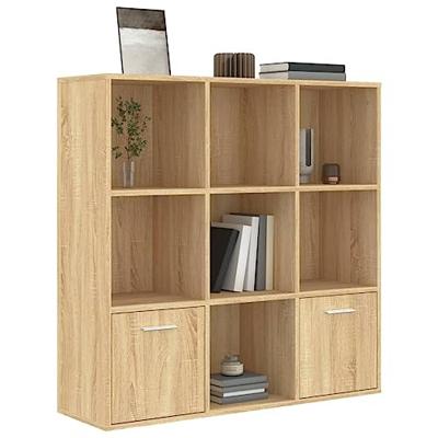 Boekenkast 98x30x98 cm bewerkt hout sonoma eikenkleurig