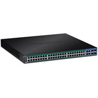 TRENDnet TPE-5240WS 52-poorts Gigabit Web Smart PoE+ Switch, zwart, 48 Gigabit PoE+ poorten, 4 gedeelde Gigabit poorten (RJ-45 of SFP), VLAN, QoS, LACP, IPv6 - thumbnail