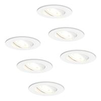 Set van 6 Pittsburg LED inbouwspots - GU10 4 Watt 345 Lumen - 4000K Neutraal wit - Dimbaar - Rond - Kantelbaar - IP20 Voor binnen - Wit - thumbnail