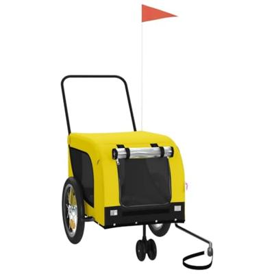 VidaXL Hondenfietstrailer oxford stof en ijzer geel en zwart - thumbnail