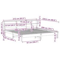 Bedframe zonder matras massief grenenhout wasbruin 200x200 cm - thumbnail