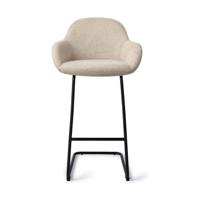 Jesper Home Barkruk 'Kushi' Arch Black, kleur Ivory Ivy (zithoogte 77cm) - thumbnail