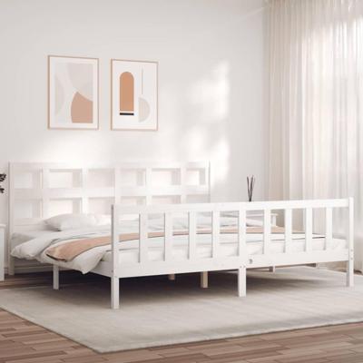 Bedframe zonder matras massief grenenhout wit 200x200 cm