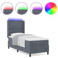 Boxspringbed met matras en LED fluweel donkergrijs 80x200 cm - thumbnail