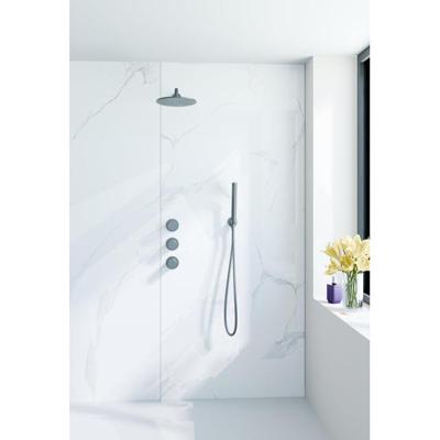 Fortifura Nebbio Regendoucheset - inbouwkraan - inbouwdeel - wandaansluitbocht - doucheslang glad - staafhanddouche - 35cm wandarm - ronde hoofddouche - geborsteld gunmetal PVD SW1183068 SW1183081 SW766536 SW721165 SW766537 SW7