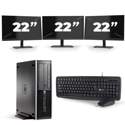 HP Compaq 8100 Elite SFF - Intel Core i5-1e Generatie - 8GB RAM - 256GB SSD - Windows 10 + 3x 22 inch Monitor