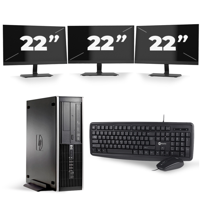 HP Compaq 8100 Elite SFF - Intel Core i5-1e Generatie - 8GB RAM - 256GB SSD - Windows 10 + 3x 22 inch Monitor - thumbnail