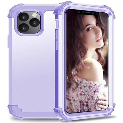 Voor iPhone 11 Pro PC + siliconen driedelige anti-drop mobiele telefoon bescherming Bback cover (licht paars)