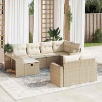 10-delige Loungeset met kussens poly rattan beige - thumbnail