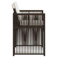 Tuinstoelen 4 st met kussens poly rattan bruin - thumbnail