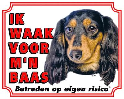 Teckel Langhaar Waakbord - Ik waak voor mijn Baas