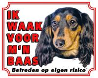 Teckel Langhaar Waakbord - Ik waak voor mijn Baas - thumbnail