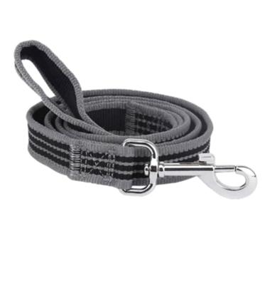 Nobleza Hondenriem grijs / zwart - Reflecterend soepel Nylon - Lengte 120 cm - Breedte 2 cm