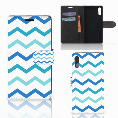 Sony Xperia XZ | Sony Xperia XZs | Telefoon Hoesje | Zigzag Blauw