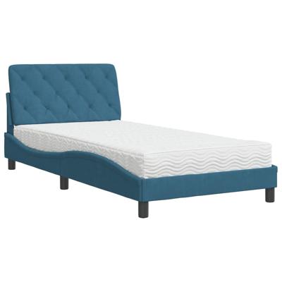 Bed met matras fluweel blauw 120x200 cm - thumbnail