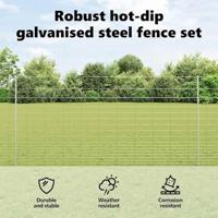 VidaXL Hek met paal zilver 1,5 x 25 m staal - thumbnail