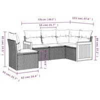 5-delige Loungeset met kussens poly rattan beige - thumbnail