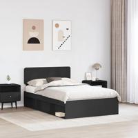 Bedframe met hoofdeinde Zwart 135 x 190 cm Massief grenenhout - thumbnail