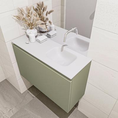 MONDIAZ OLAN 80cm toiletmeubel army. LEX wastafel talc rechts geen kraangat