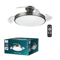 Philips LED Atlas Plafondventilator 28 W, 35 W (Ø x h) 490 mm x 418 mm Nikkel Met lamparmatuur, Timer - thumbnail