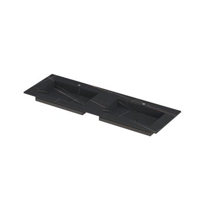 INK Post Wastafel Keramische Slab Envelop Bak Dubbel 2 Kraangaten - 1400x450x10 mm - Lauren Black Mat