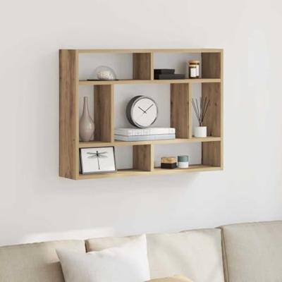 Wandschap 75x16x55 cm bewerkt hout artisanaal eikenkleur