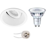 LED Spot Set - Pragmi Zano Pro - GU10 Fitting - Inbouw Rond - Mat Wit - Kantelbaar - Ø93mm - Philips - CorePro 827 36D - 4W - Zeer Warm Wit 2700K - Dimbaar - thumbnail
