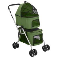 VidaXL Hondenwagen 2-laags inklapbaar 83x48x97 cm oxford stof groen - thumbnail