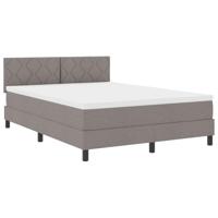 vidaXL Boxspring Bed met Matras Taupe 140x190 cm Stof - thumbnail