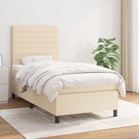Boxspring met matras stof crèmekleurig 90x200 cm - thumbnail