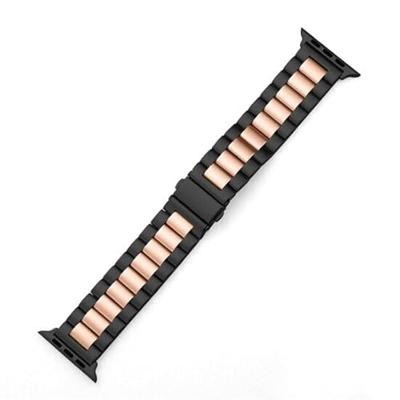 Stalen schakelband - Zwart met rosé goud - Geschikt voor Apple watch 38mm / 40mm / 41mm / 42mm