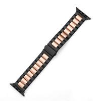 Stalen schakelband - Zwart met rosé goud - Geschikt voor Apple watch 38mm / 40mm / 41mm / 42mm - thumbnail