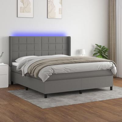 Boxspring met matras en LED stof donkergrijs 160x200 cm