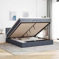 Ottoman bed met matras 200x200 cm fluweel donkergrijs - thumbnail