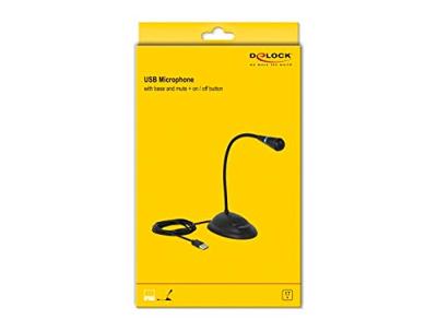 Delock 65871 USB Zwanenhalsmicrofoon met voet en mute + aan/uitknop