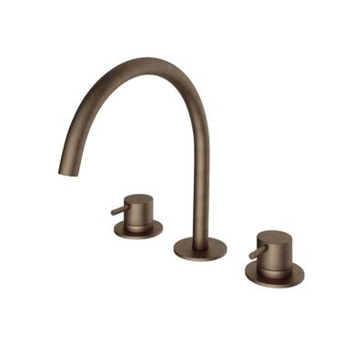 Wastafelmengkraan Hotbath Cobber 3 gats 2-hendel Gebogen 26.1 cm Verouderd Messing Living Colours