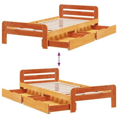 Bedframe zonder matras massief grenenhout wasbruin 150x200 cm