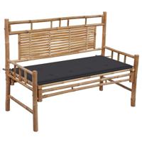 VidaXL Tuinbank met kussen 120 cm bamboe - thumbnail